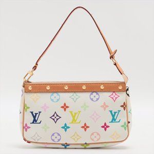 LOUIS VUITTON Monogram Multicolor Pochette Accessories White